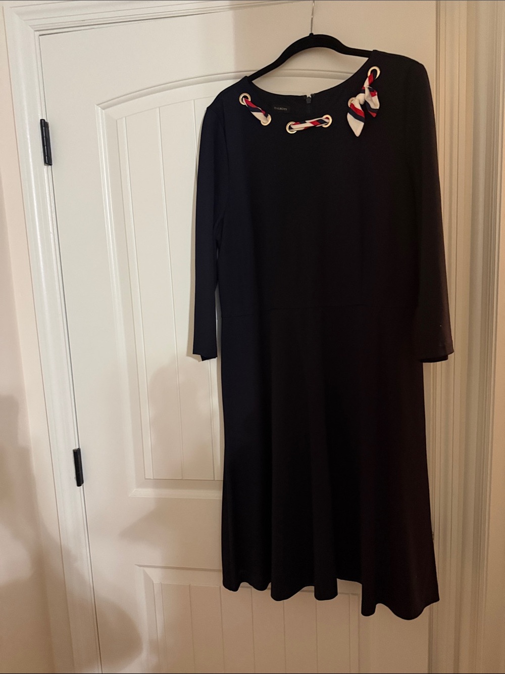 Talbots Navy Blue Dress with Red and White Nautical Accent